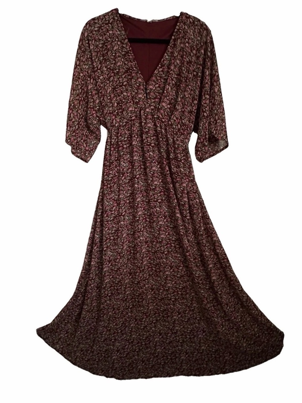 Entro Dress Womens S Floral Babydoll Maxi Boho V Neck Lined Short Sleeve Fairy